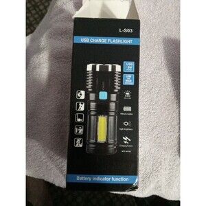 High Power LED Flashlights Camping USB charge COB Side Light Waterproof